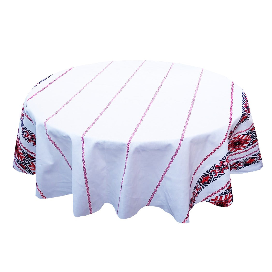 Față de masă rotundă tradițională Oltenia – bumbac 100%, model popular românesc