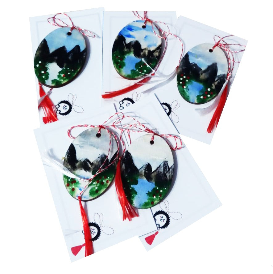 Set of 5 martisoras, hand-painted on wood