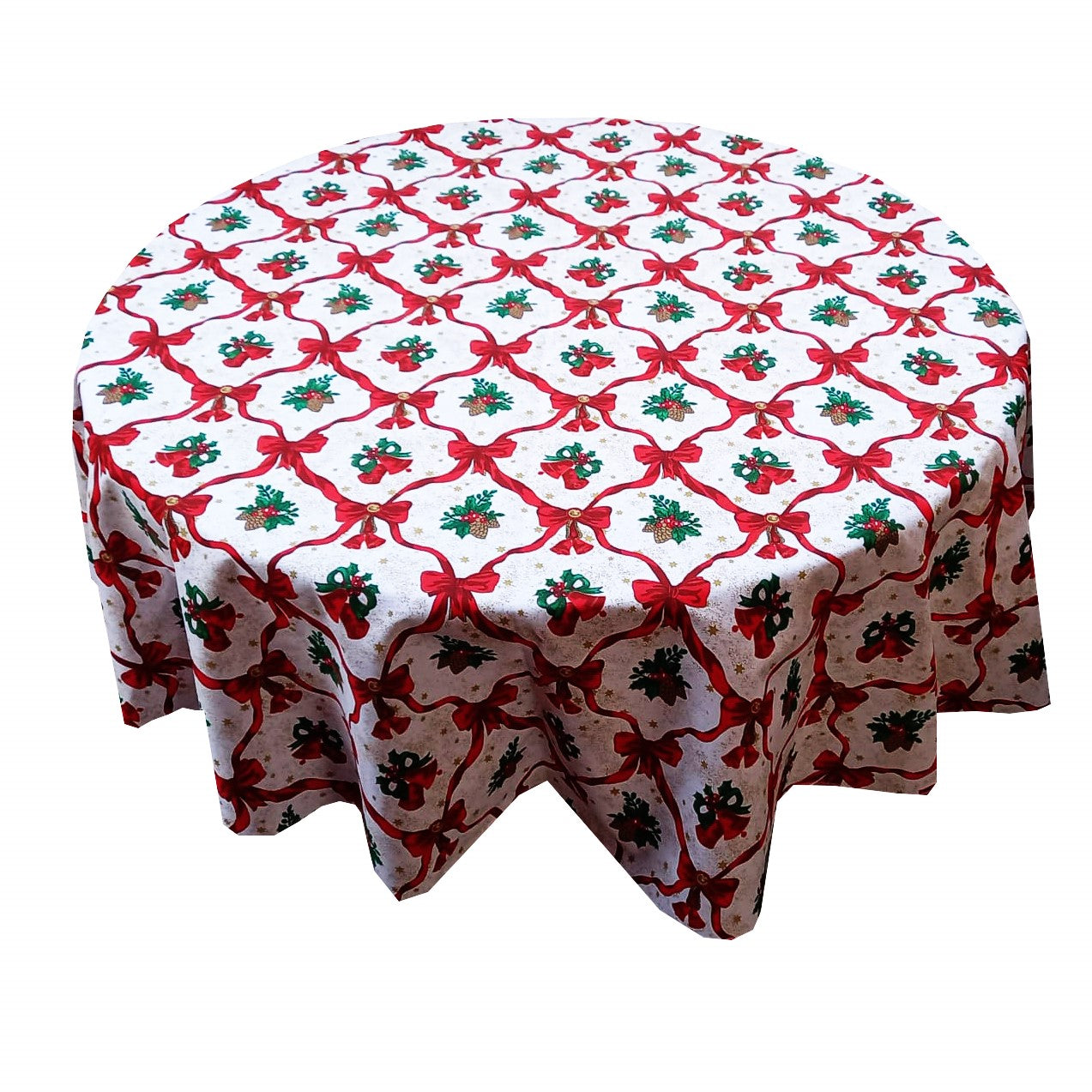 Fata de masa rotunda din bumbac 100% cu imprimeu clopotei