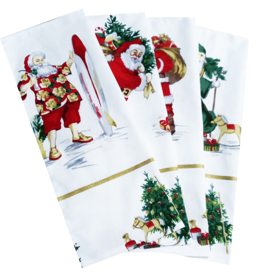 Set 4 șervete decorative de Crăciun – Moș Crăciun, bumbac 100% – MCF