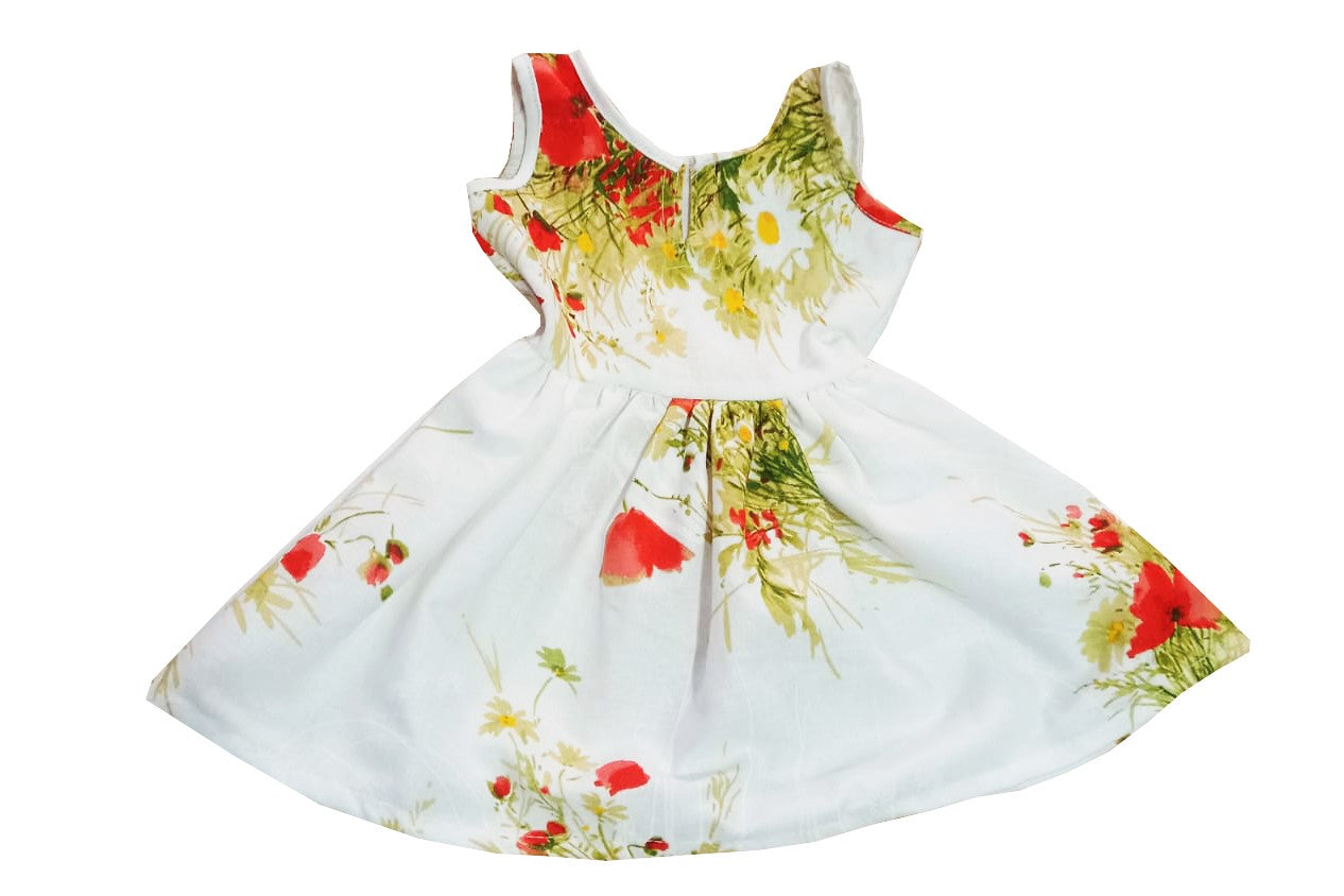 Rochie de vară din bumbac – imprimeu cu flori de mac, multicoloră, MCF