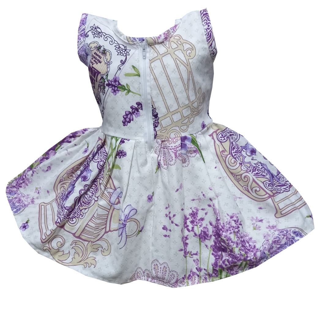 Rochie de vară din bumbac – imprimeu cu flori de lavandă, multicoloră, MCF