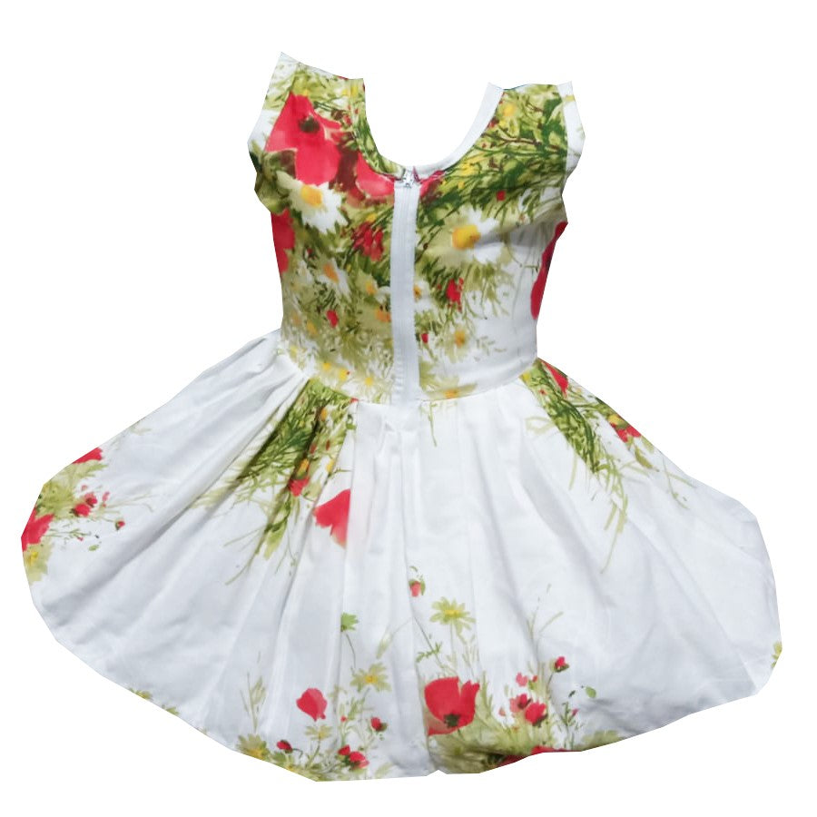 Rochie de vară din bumbac – imprimeu cu flori de mac, multicoloră, MCF