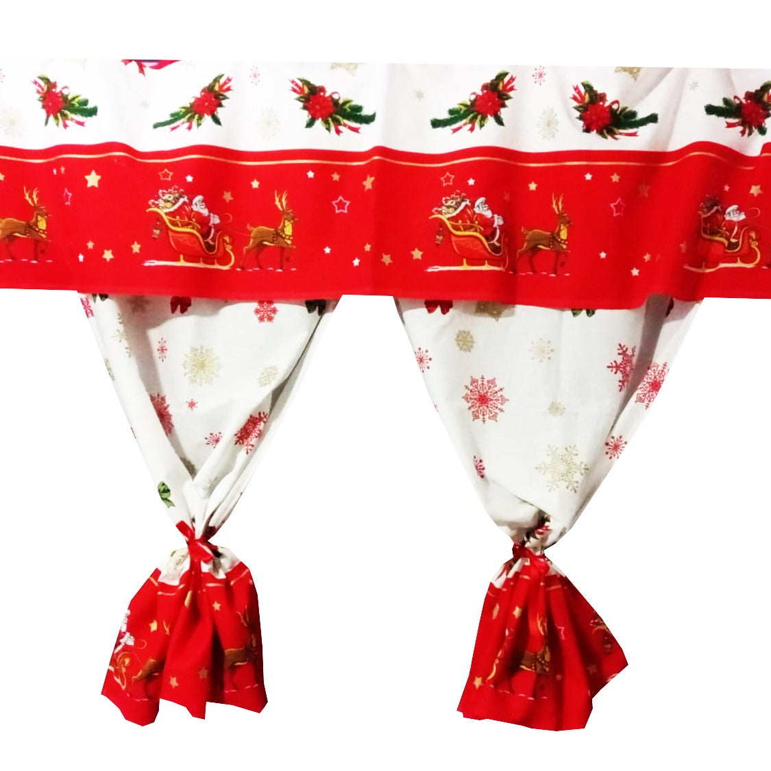 Perdea de bumbac  fulgi de zapada si reni MCF