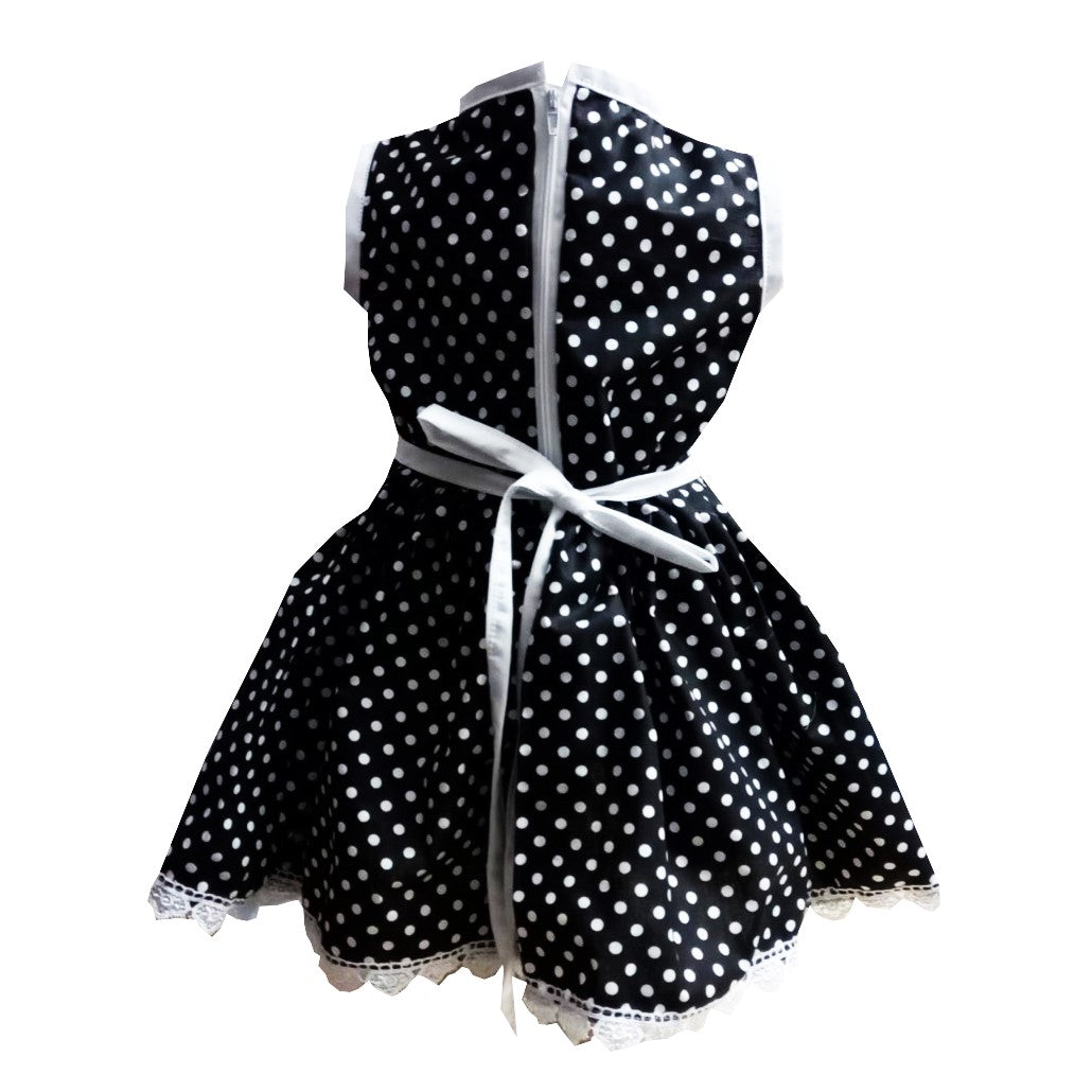 Rochie fete MCF buburuza de vara bumbac negru cu buline albe