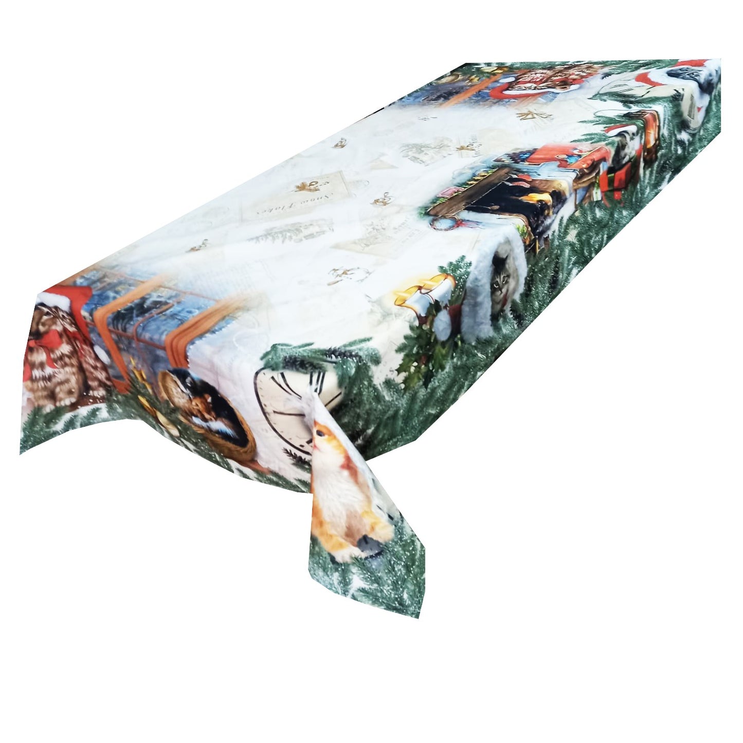 Față de masă din bumbac „Pisici Amuzante” – pentru 6 persoane, MCF, decor de Crăciun