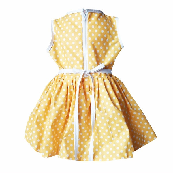 Red cotton dress with white polka dots for summer Ladybug