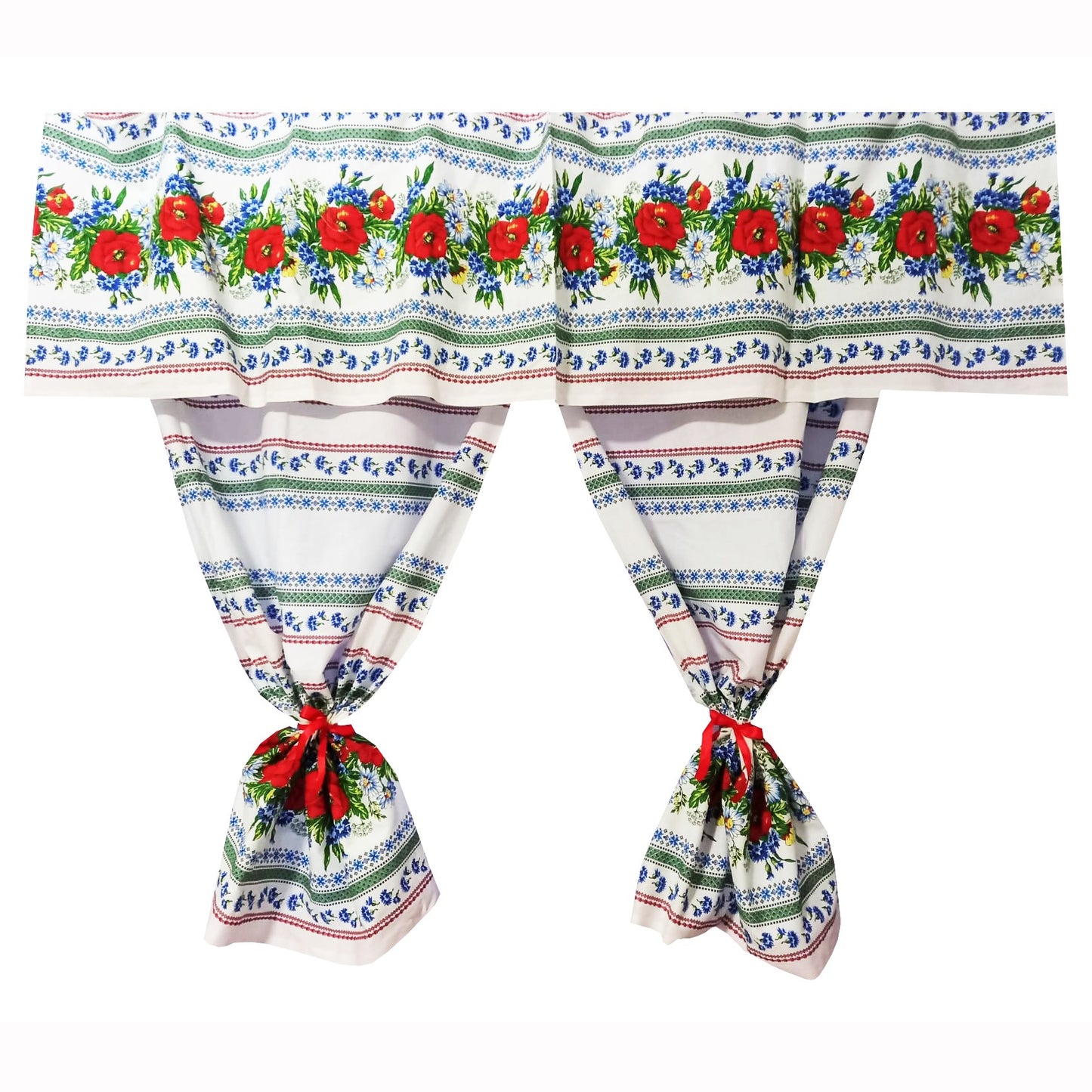 Perdea de bucătărie Crișana – bumbac 100%, MCF, 150x200 cm, model tradițional românesc