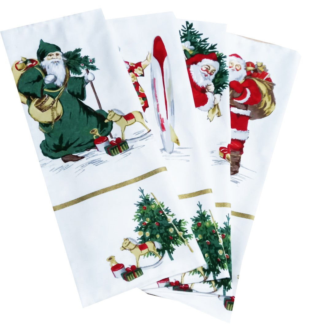 Set 4 șervete decorative de Crăciun – Moș Crăciun, bumbac 100% – MCF