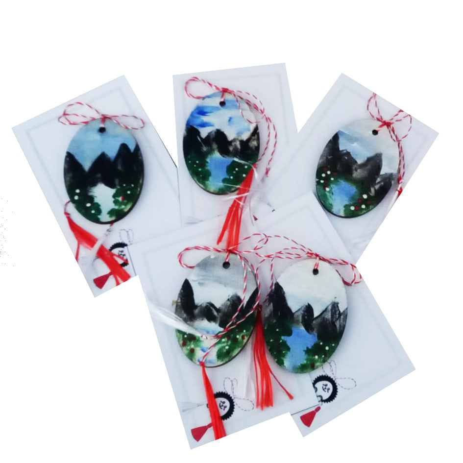 Set of 5 martisoras, hand-painted on wood