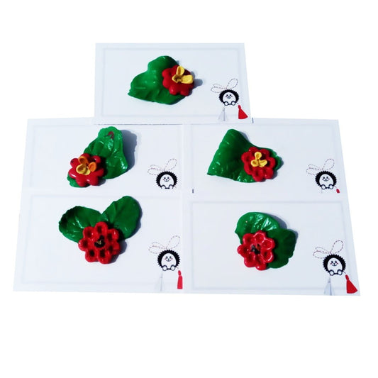 Set 5 martisoare handmade brosa buchet Flori rosii MCF