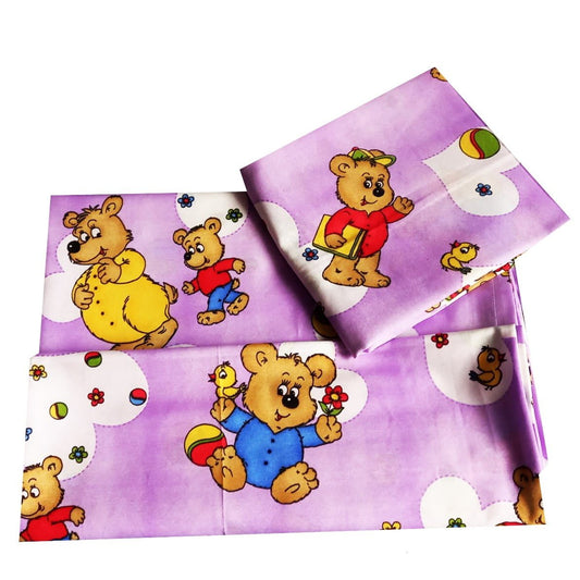 Lenjerie pat 3 piese MCF Ursuleti isteti multicolor - Roz, 90x200 cm