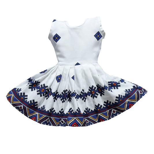 Rochie din bumbac MFC multicolora de vara imprimeu traditional din Dobrogea