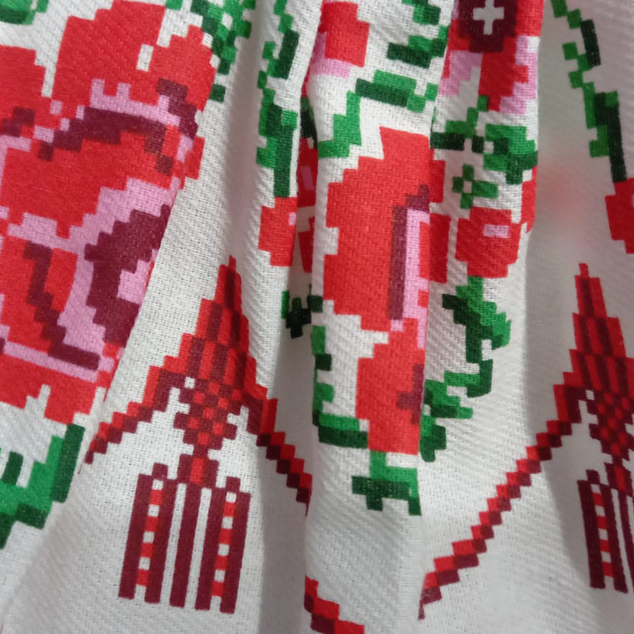 Rochie din bumbac multicolora de vara imprimeu traditional din Moldova MCF