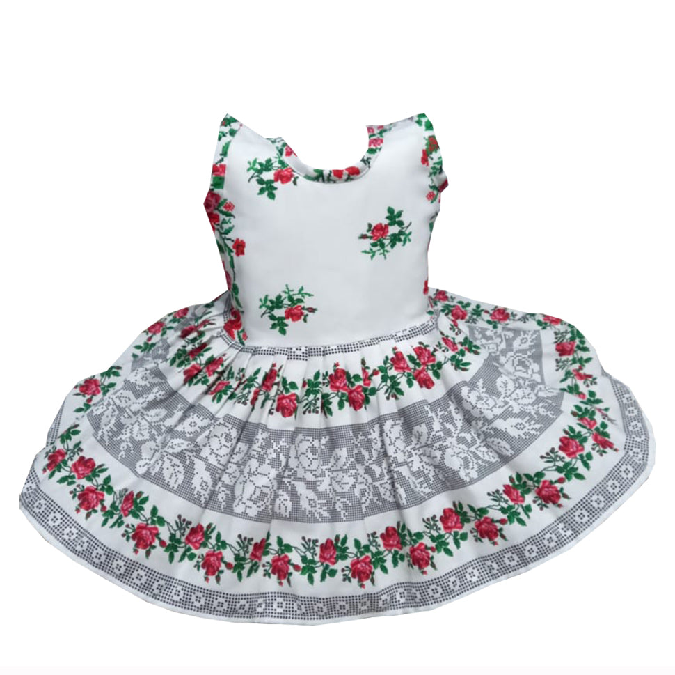 Rochie de vară din bumbac – imprimeu tradițional Moldova, multicoloră, material natural MCF
