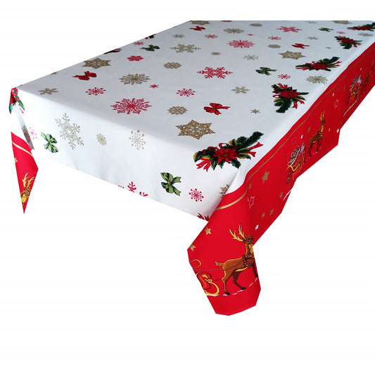 Material bumbac MCF 100%  Renii lui Mos Craciun, fata de masa  sau  metraj