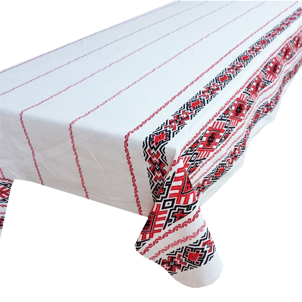 Față de masă decorativă tradițională Oltenia – bumbac 100%, MCF, model popular românesc