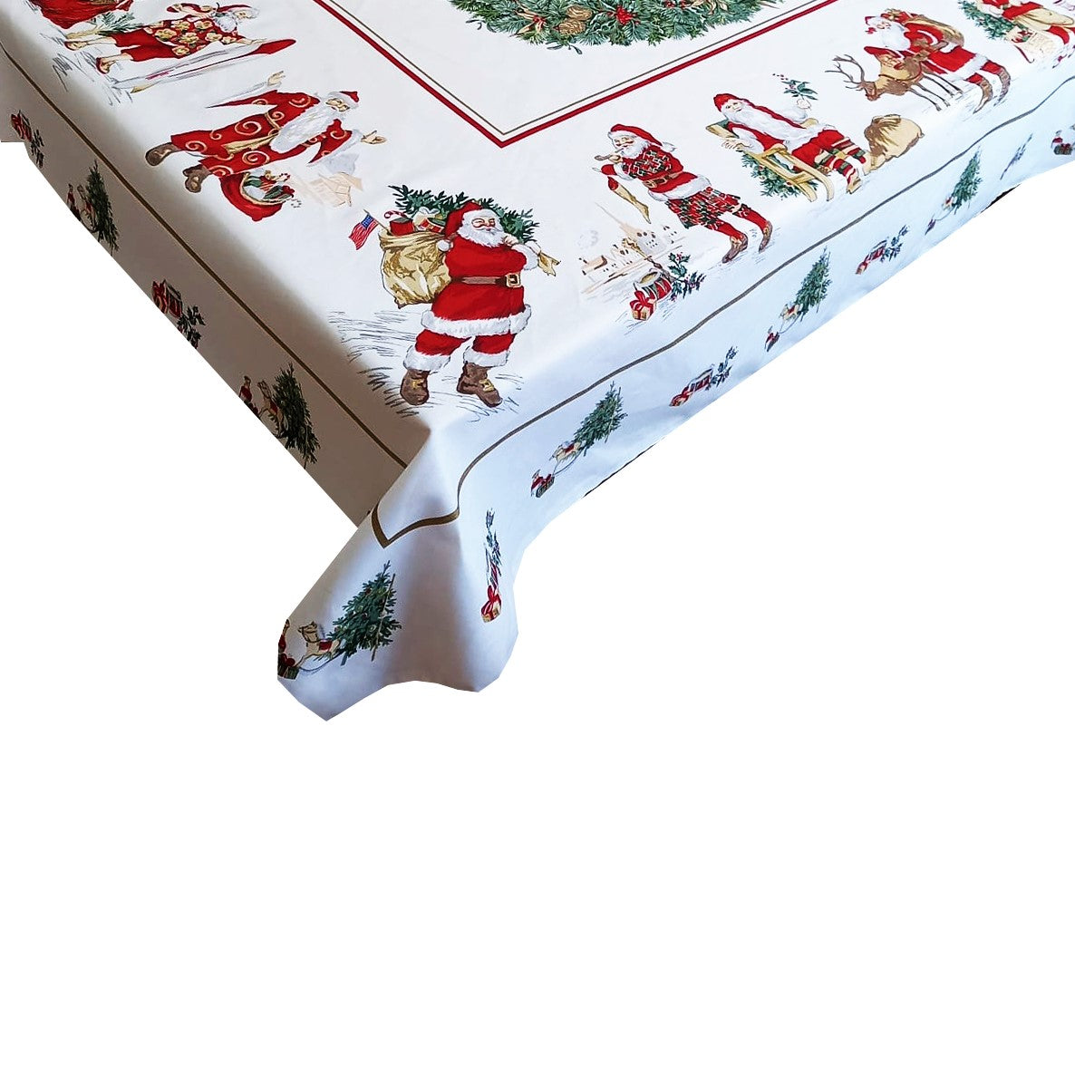 Față de masă „Moș Crăciun” – bumbac, pentru 6 persoane, MCFSRL, design festiv de sărbători