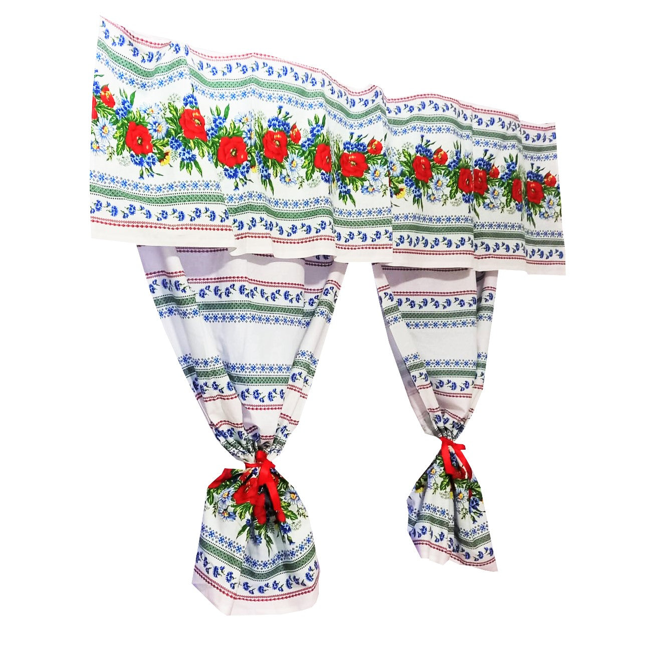 Perdea de bucătărie Crișana – bumbac 100%, MCF, 150x200 cm, model tradițional românesc