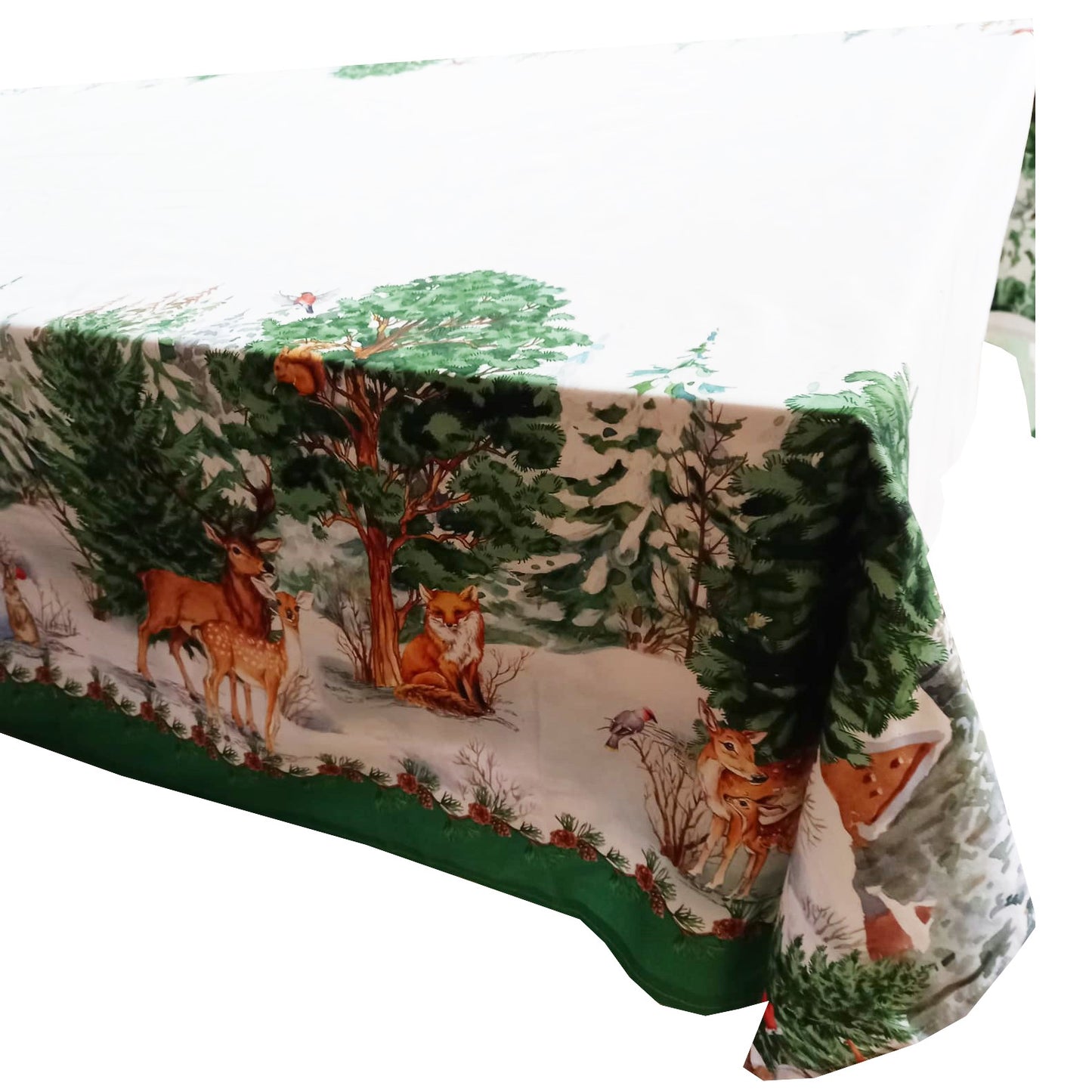 Față de masă „Animalele Pădurii” – bumbac de calitate, imprimeu tematic natură