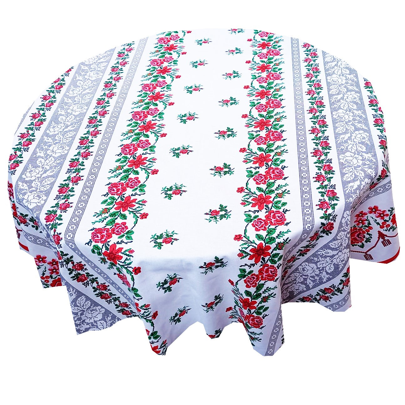 Față de masă rotundă – imprimeu tradițional Moldova, material textil de calitate