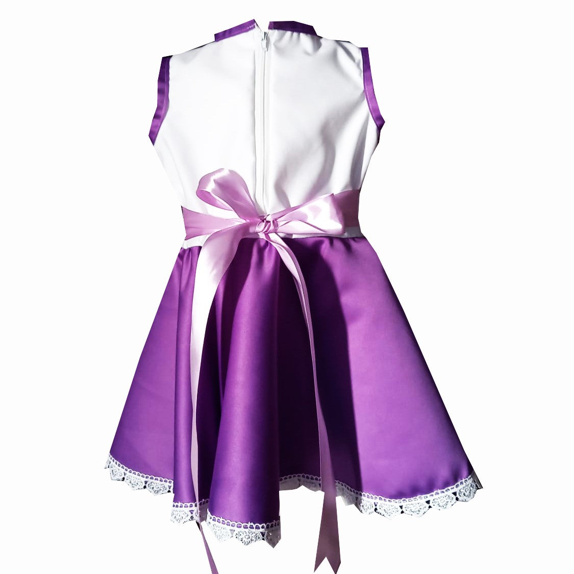 Rochie fete MCF Pisica aristocrata bumbac mov cu alb