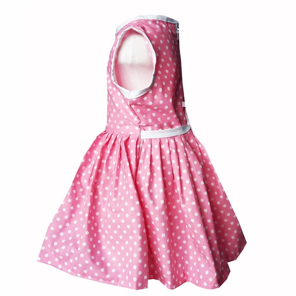 Red cotton dress with white polka dots for summer Ladybug
