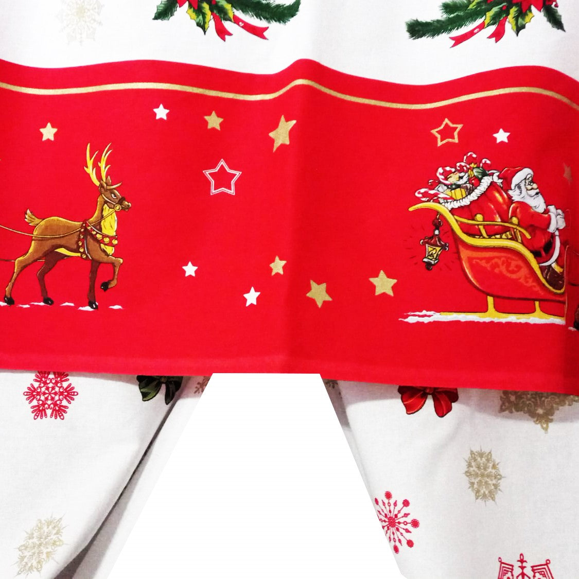 Perdea de bumbac  fulgi de zapada si reni MCF