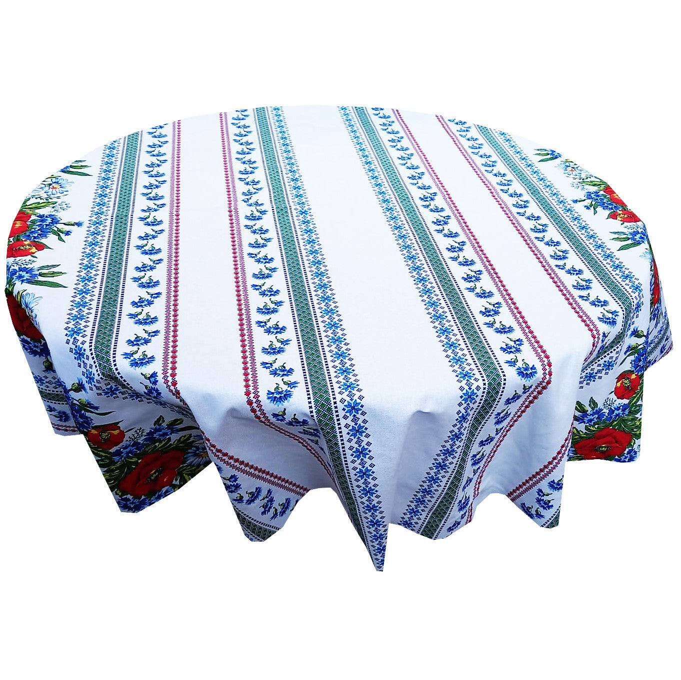 Față de masă rotundă tradițională Crișana – material textil de calitate, model popular românesc