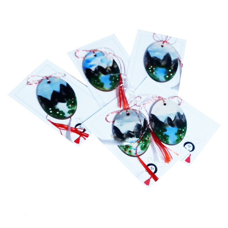 Set of 5 martisoras, hand-painted on wood