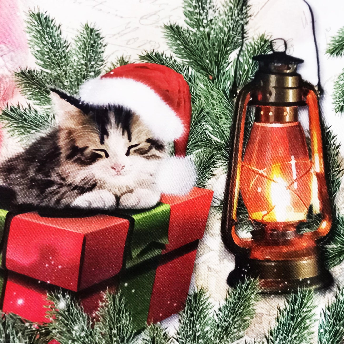 Față de masă din bumbac „Pisici Amuzante” – pentru 6 persoane, MCF, decor de Crăciun