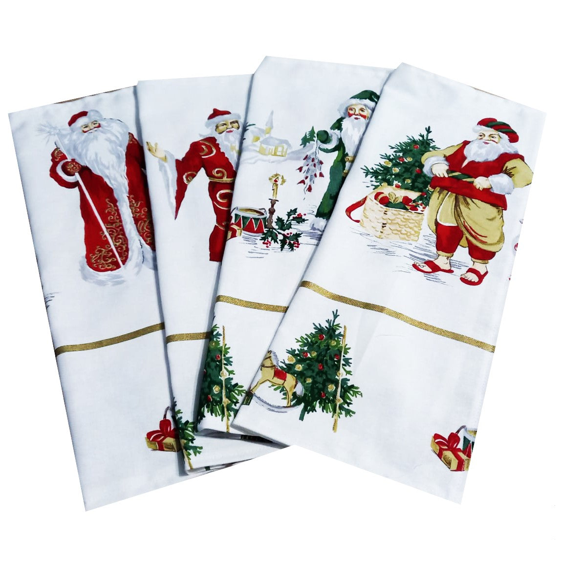 Set 4 șervete decorative de Crăciun – Moș Crăciun, bumbac 100% – MCF