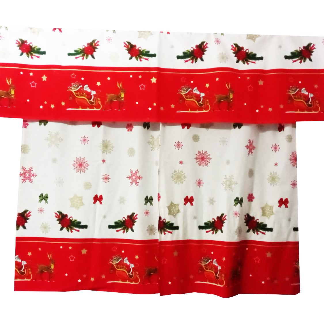 Perdea de bumbac  fulgi de zapada si reni MCF