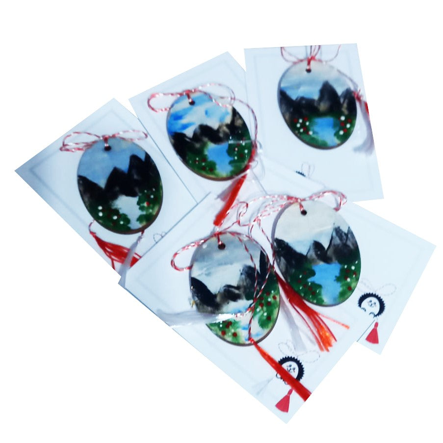 Set of 5 martisoras, hand-painted on wood