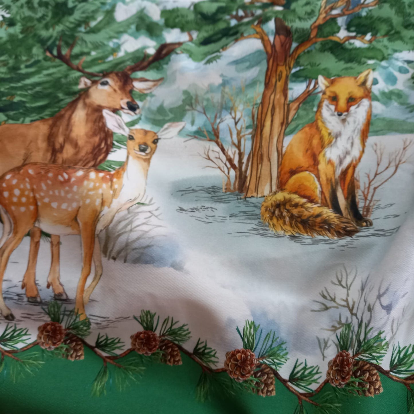 Față de masă „Animalele Pădurii” – bumbac de calitate, imprimeu tematic natură