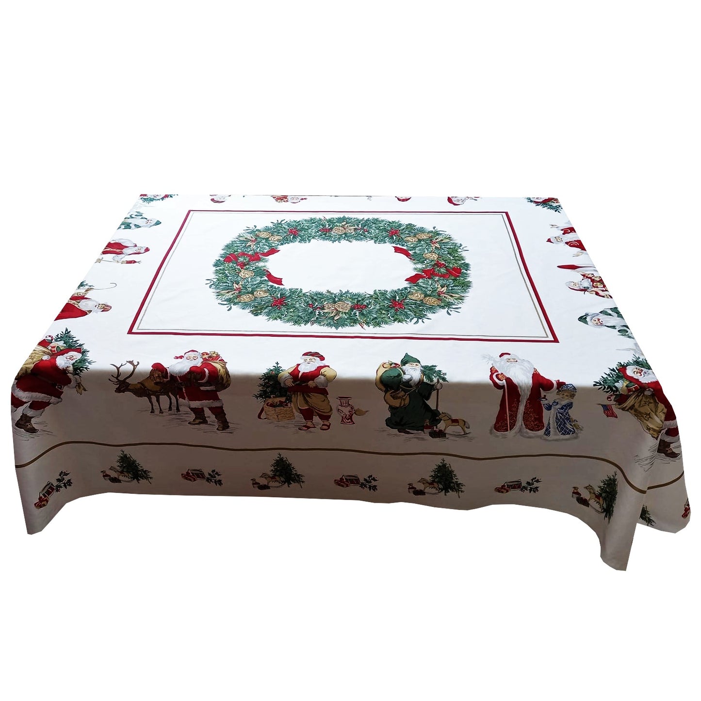 Față de masă „Moș Crăciun” – bumbac, pentru 6 persoane, MCFSRL, design festiv de sărbători