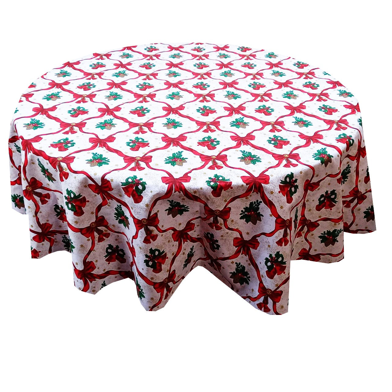 Fata de masa rotunda din bumbac 100% cu imprimeu clopotei