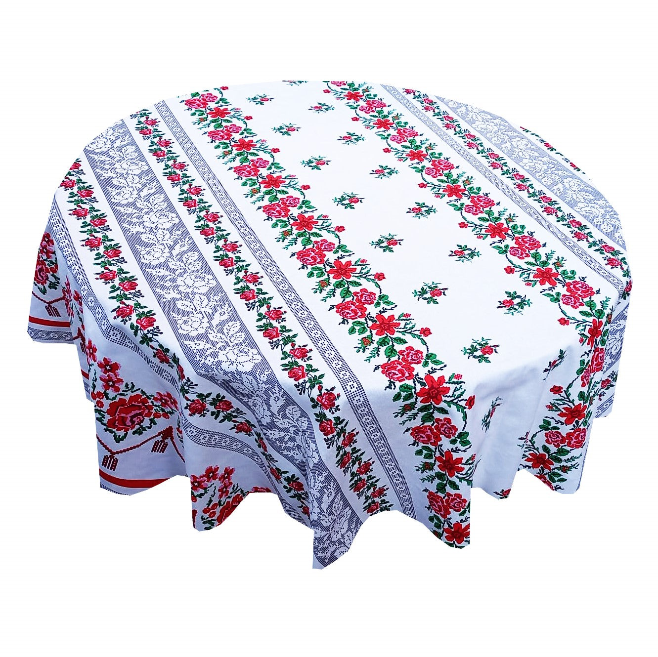 Față de masă rotundă – imprimeu tradițional Moldova, material textil de calitate