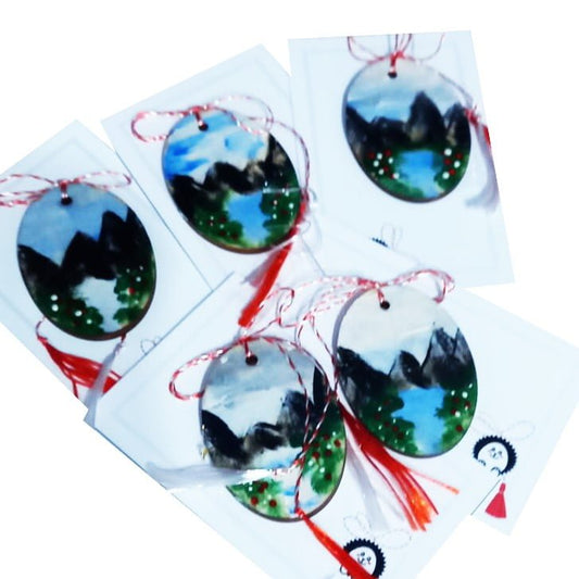Set 5 martisoare tablou pictat manual pe lenm