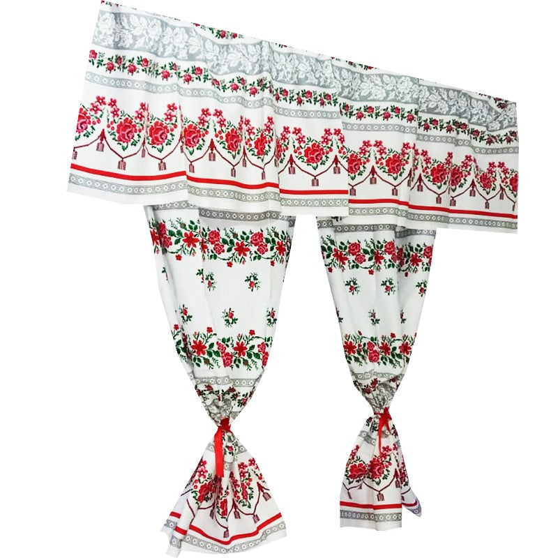 Perdea de bucătărie Moldova – bumbac 100%, MCF, 150x200 cm, model tradițional românesc