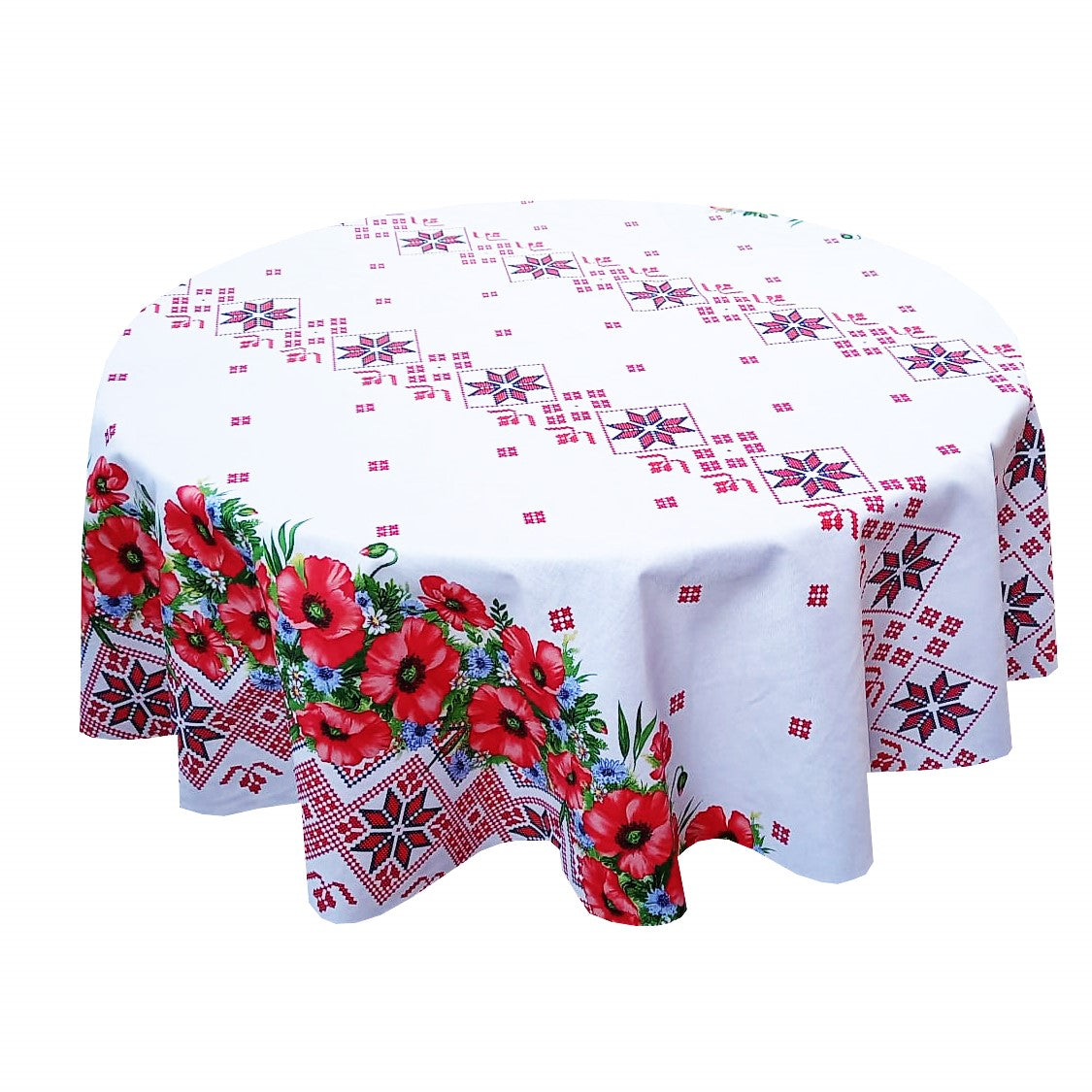 Față de masă rotundă tradițională Oaș – bumbac 100%, model popular românesc