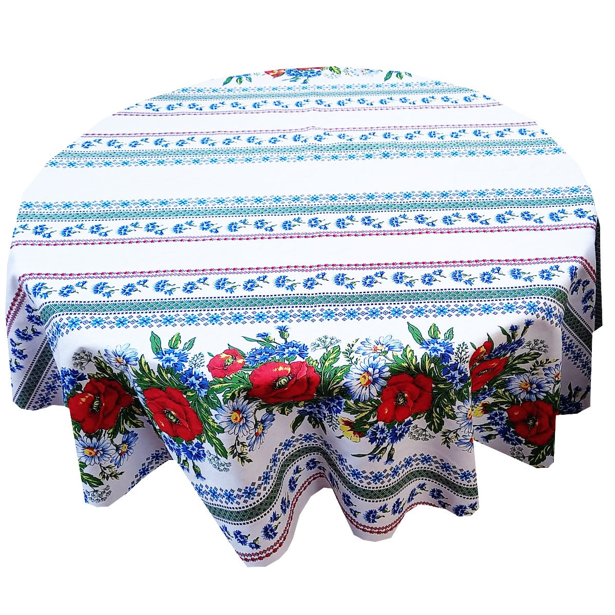 Față de masă rotundă tradițională Crișana – material textil de calitate, model popular românesc