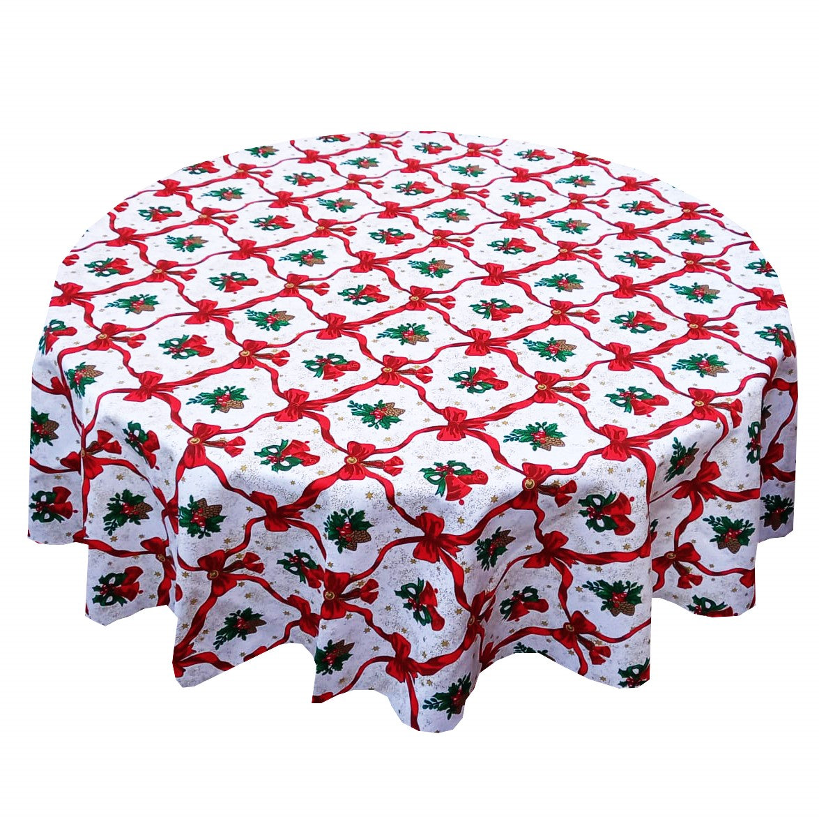 Fata de masa rotunda din bumbac 100% cu imprimeu clopotei