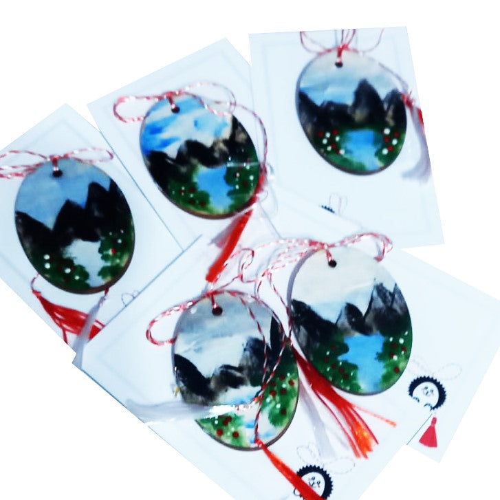 Set of 5 martisoras, hand-painted on wood