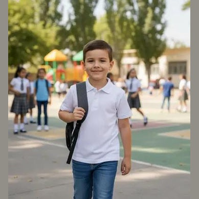 Tricou polo unisex pentru școală 10–13 ani – personalizare opțională