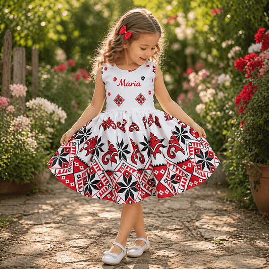 Transylvanian cotton dress, multicolor, summer, traditional print, MCF