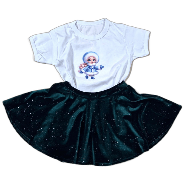 Baby Elsa fustă catifea elastica si tricou - MCF România