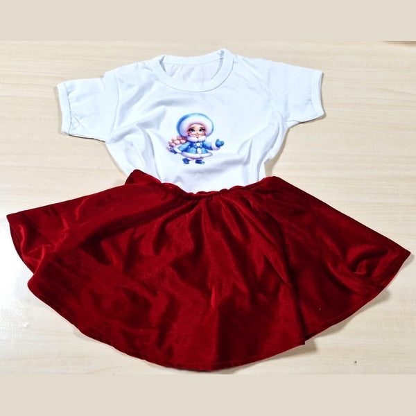 Baby Elsa fustă catifea elastica si tricou - MCF România