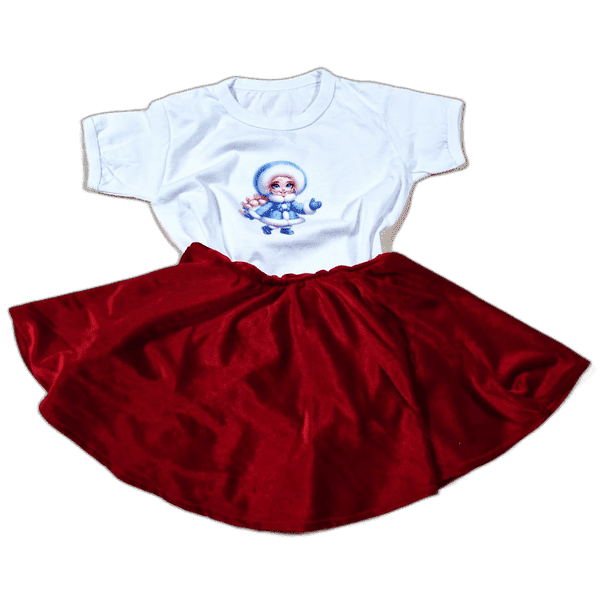 Baby Elsa fustă catifea elastica si tricou - MCF România