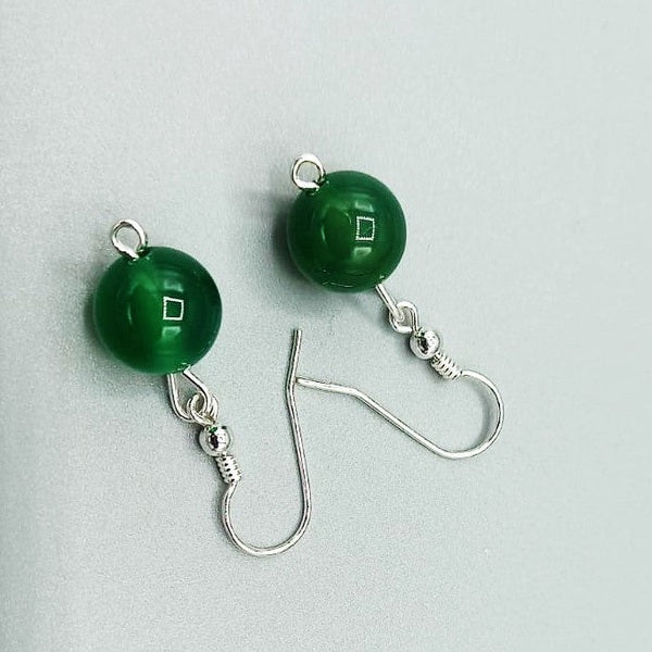 Cercei din argint cu agată verde - MCF - MCF România